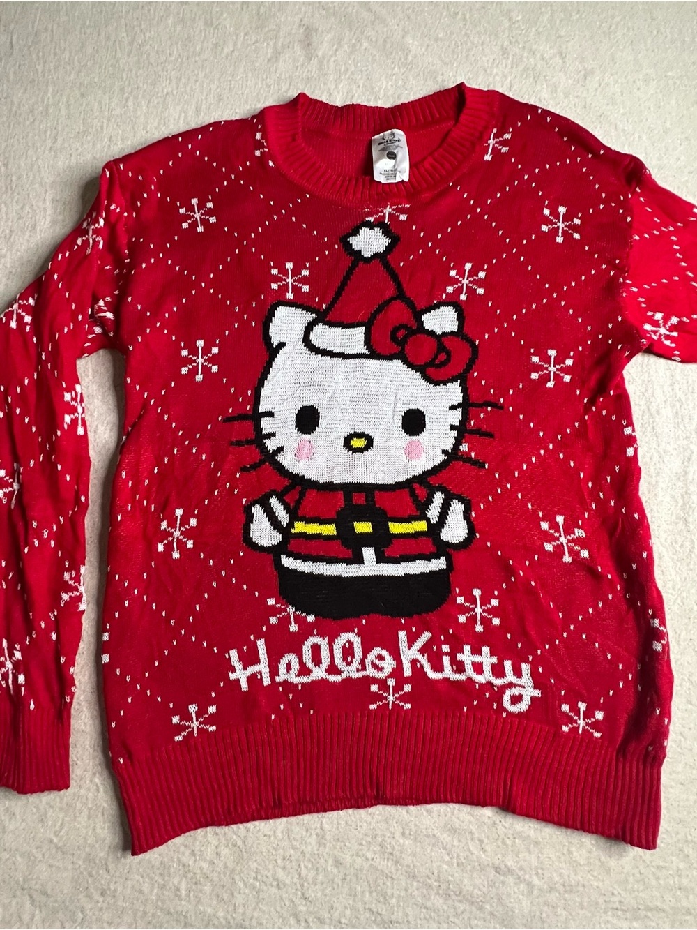 Hello Kitty Red Holiday Crewneck Sweater with Festive Graphic
